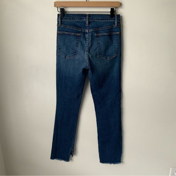FRAME Denim Jeans Le High Straight Ripped Knee Cropped Blue Size 28 - Picture 3 of 16
